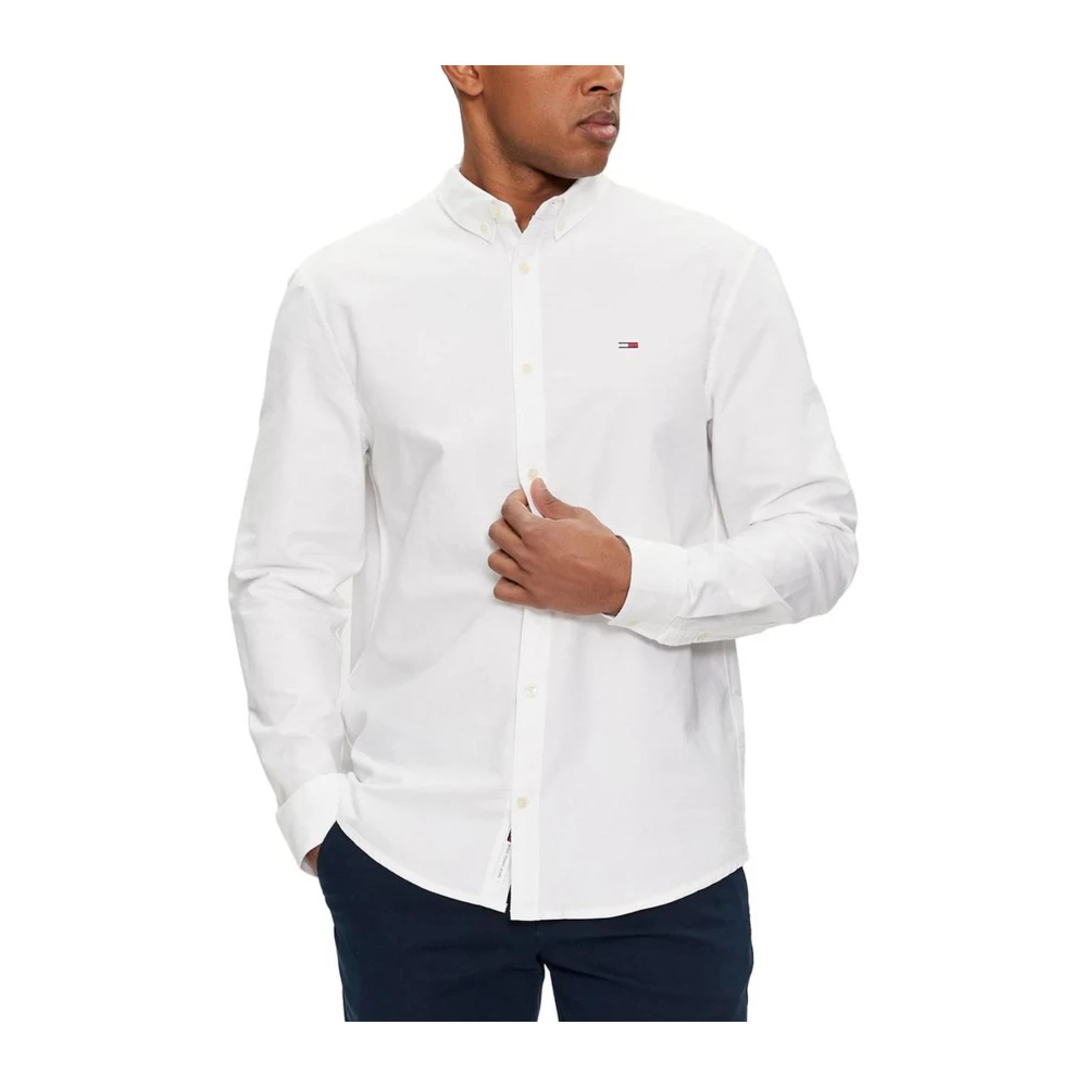Tommy Jeans Katoenen Lange Mouw Shirt Herfst Winter Collectie White Heren