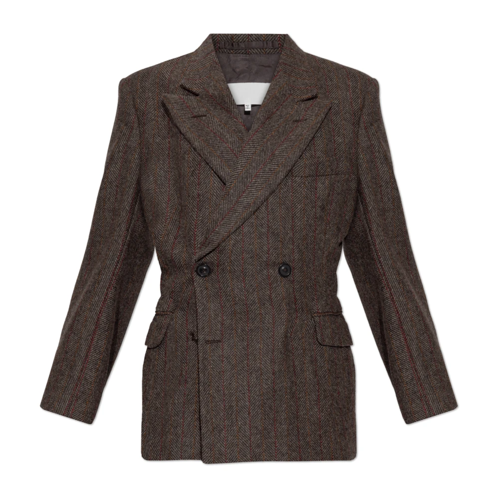 Maison Margiela Women's Brown Herringbone Pattern Blazer