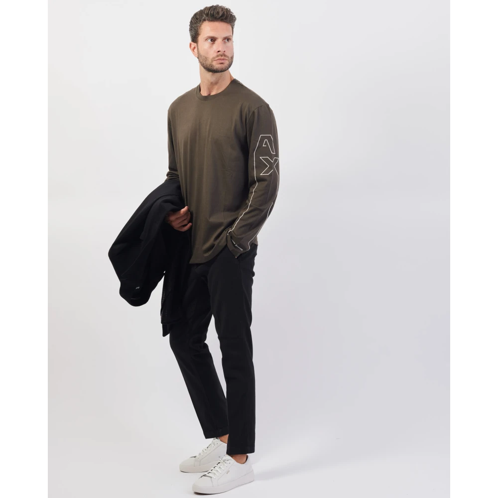 Armani Exchange Groene longsleeve katoenen T-shirt Green Heren