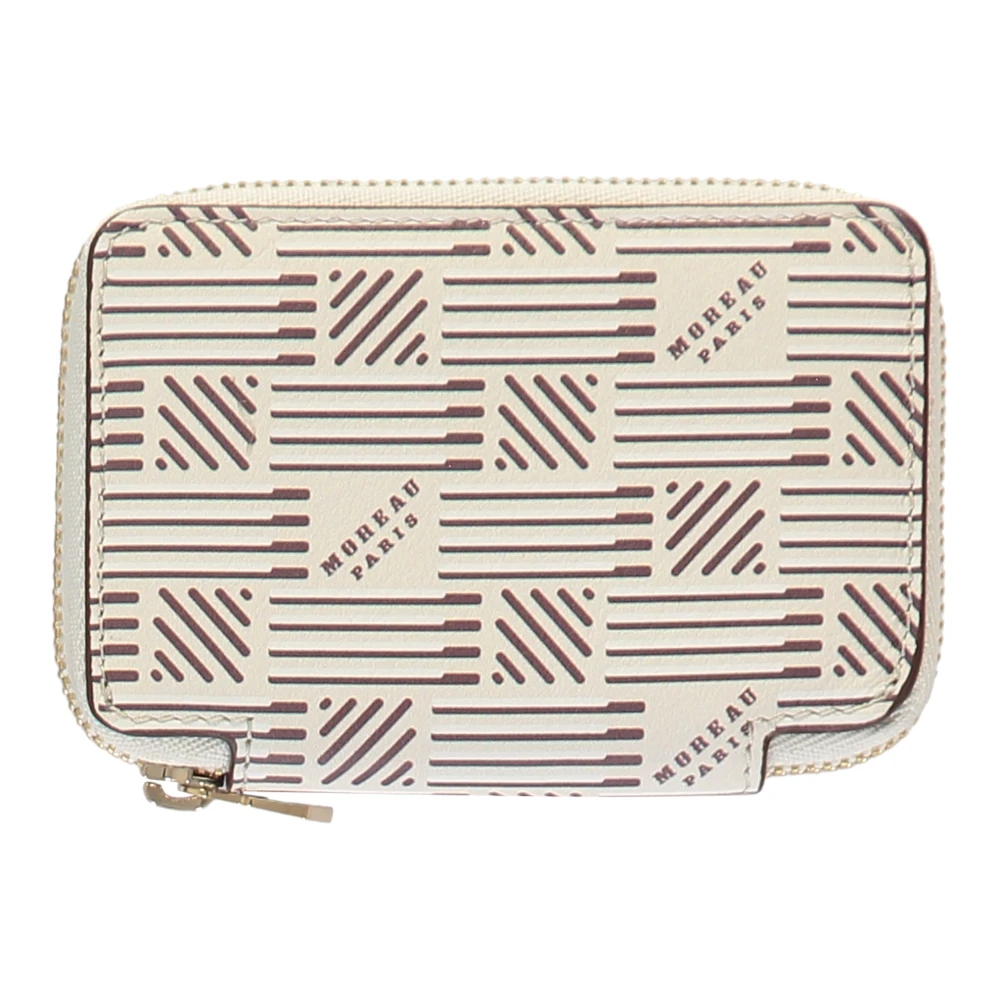 Moreau Paris Korrelig leren ritsportemonnee met logo Beige Dames