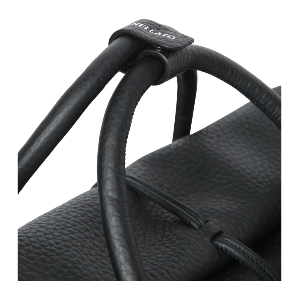 Zanellato Elegante zwarte leren schoudertas Black Dames