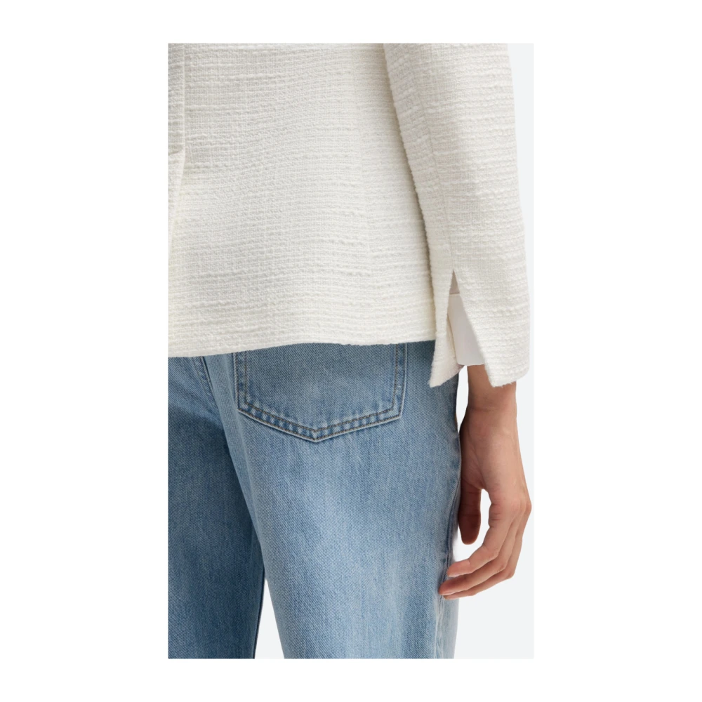 Hugo Boss Tweed Katoenen Blazer Klassieke Pasvorm White Dames