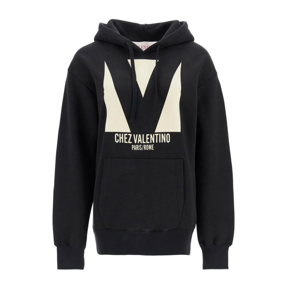 Valentino Garavani Black Hoodies, Female, Xs, Chez Valentino Graphic Hoodie