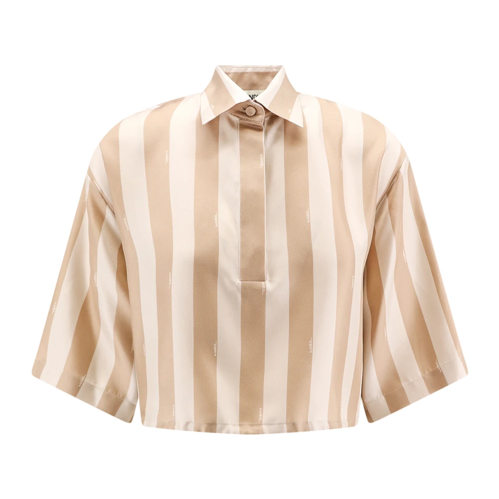 Fendi Zijden Pequin Crop Fit Shirt Beige Dames