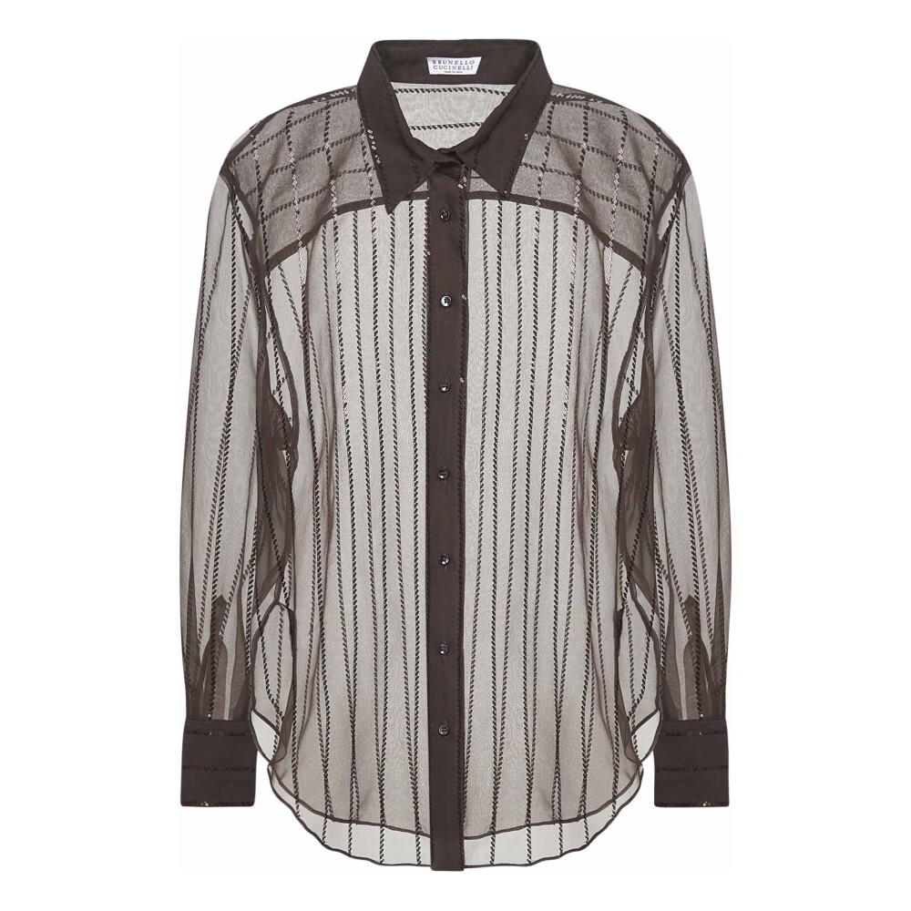 ワンピース BRUNELLO CUCINELLI Camicia con dettaglio catena di monili Brunello Cucinelli Camicia Con Catena Monili | Toni Neutri