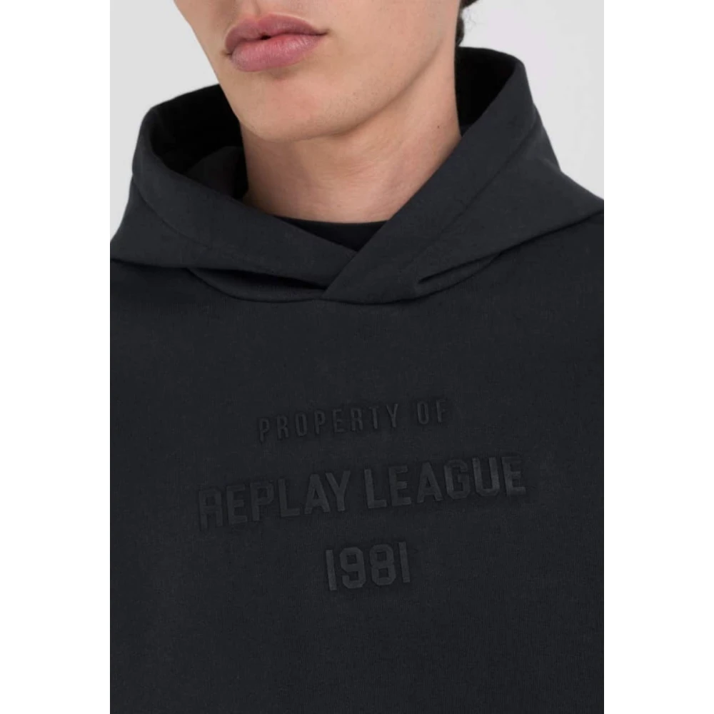 Replay Logo Sweatshirt Black Heren