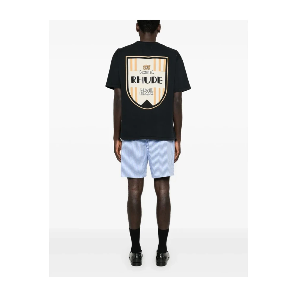 Rhude Zwart T-shirt met Print aan de Voorkant Black Heren