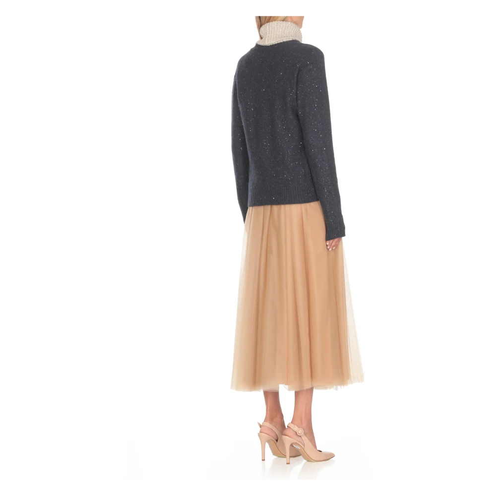 Fabiana Filippi Blauwe Wol Vest met Pailletten Blue Dames