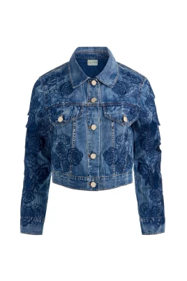 Chloe Cropped Embroidered Denim Jacket