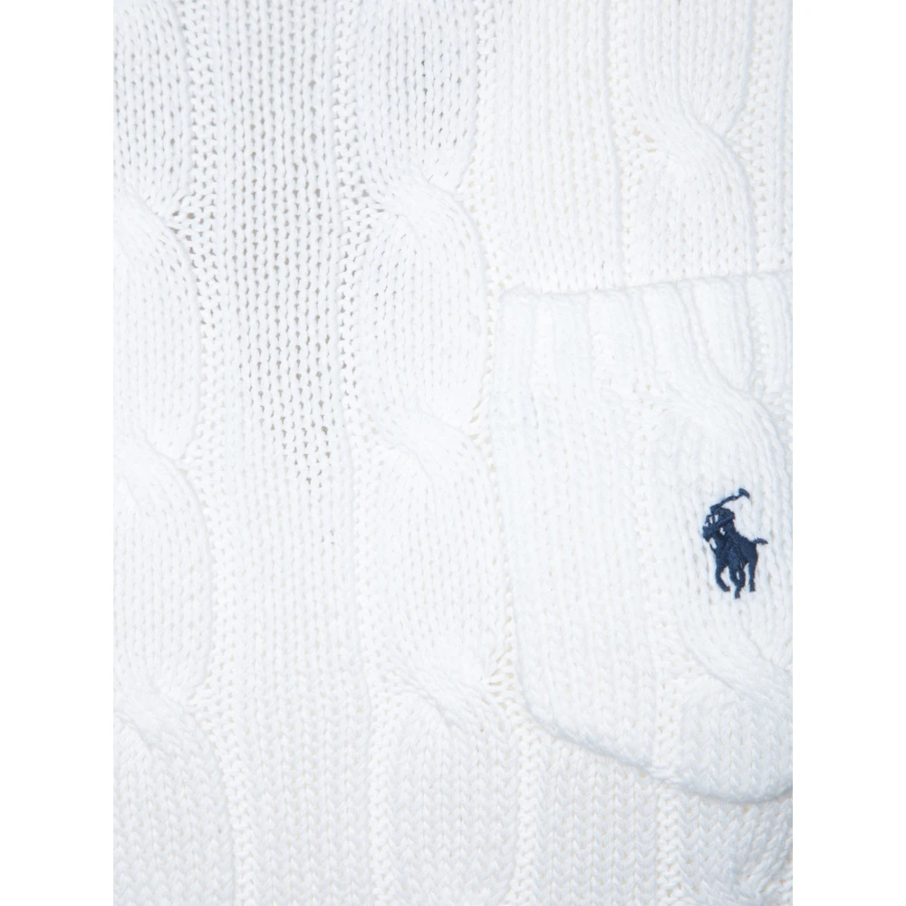 Polo Ralph Lauren Kabelgebreide Crew Neck Sweater White Dames