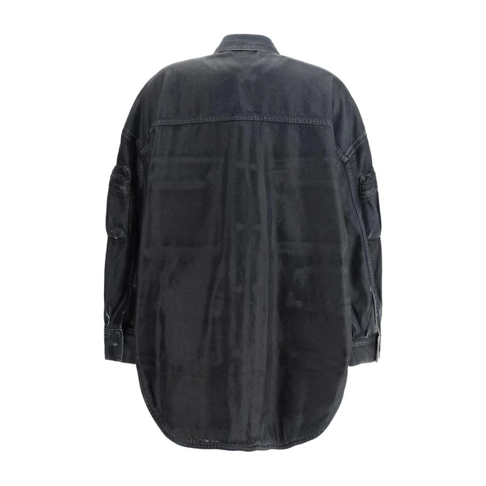The Attico Vintage Fern Denim Jacket met Snap Black Dames