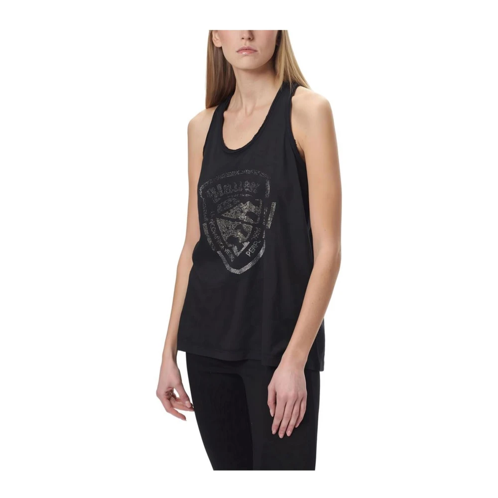Blauer Zwarte katoenen tanktopcollectie Black Dames
