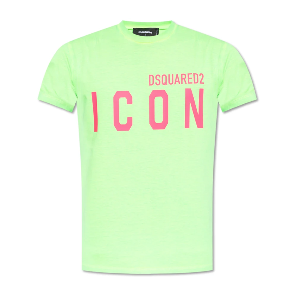 Dsquared2 Fluorescerend groen Tee-shirt met iconisch logo Green Heren