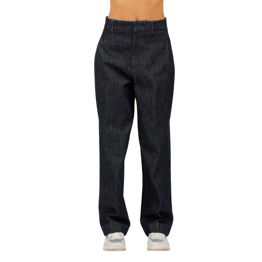 Berwich Katoenen wortel pasvorm broek Blue Dames