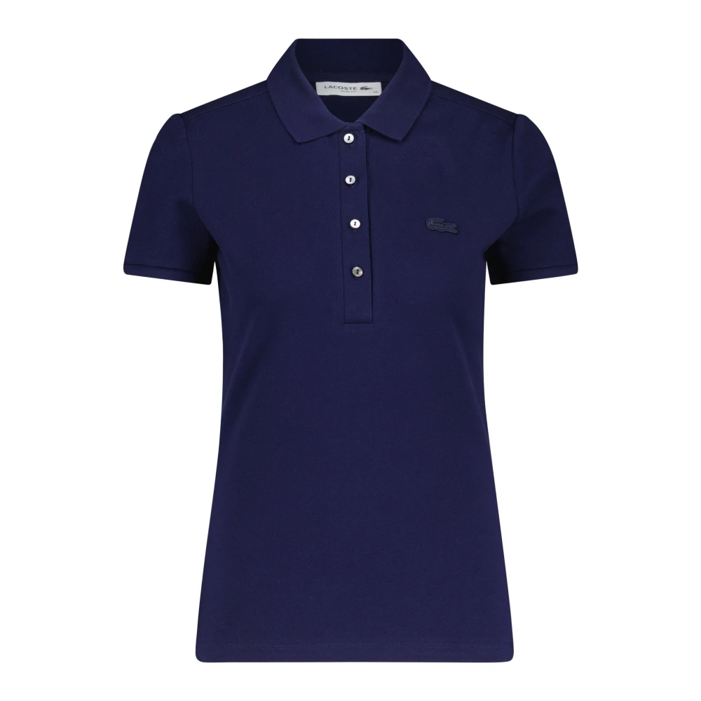Lacoste Logo Applique Slim-Fit Polo Shirt Blue Dames