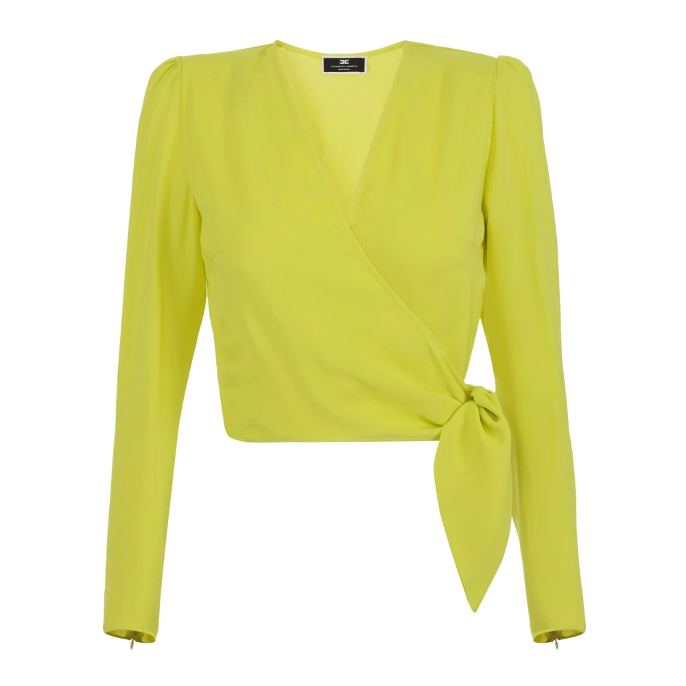 Elisabetta Franchi Gele Georgette Shirt met Lange Mouwen Yellow Dames