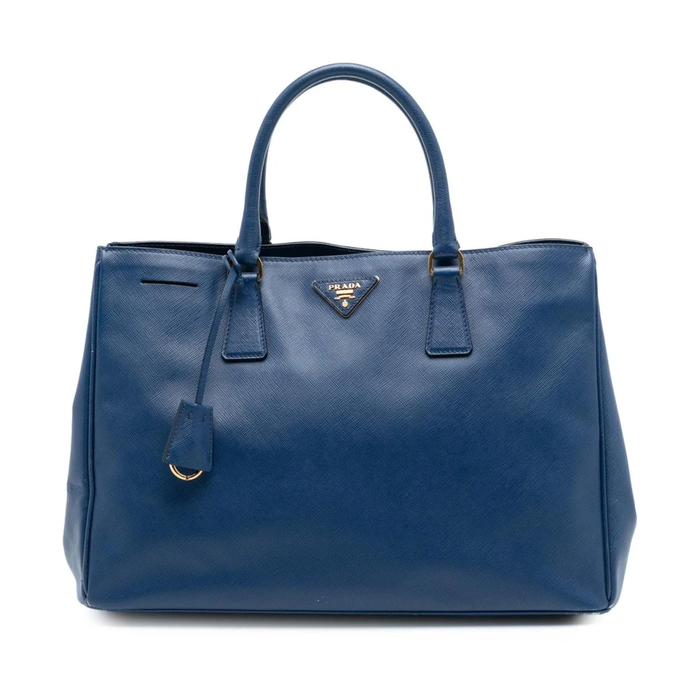 Prada Vintage Women's Blue Pre-Owned Vintage Saffiano Leather Tote Bag