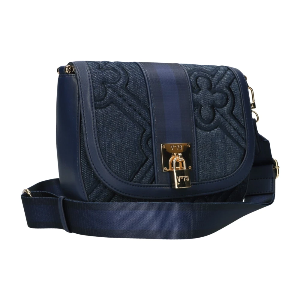 V73 Blauwe Flap Tas met Gouden Details Blue Dames