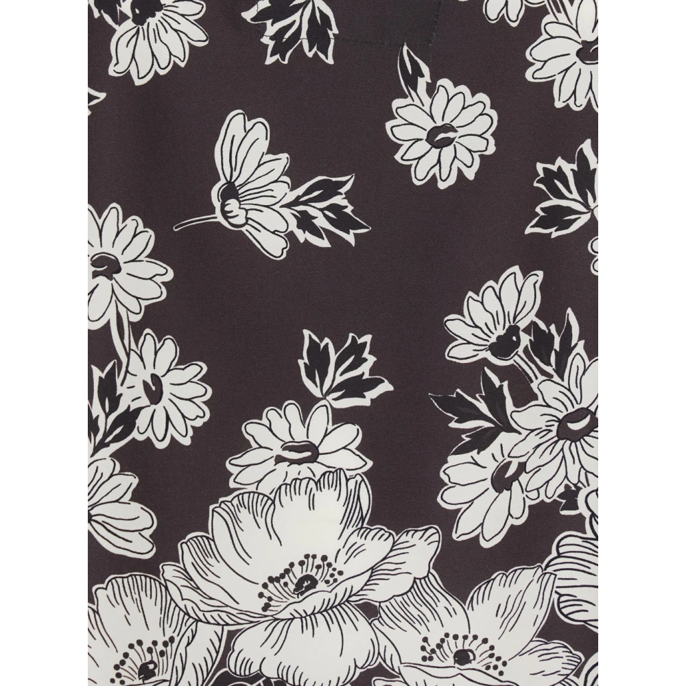 P.a.r.o.s.h. Bloemen Zijden V-Hals Blouse Bruin Multicolor Dames