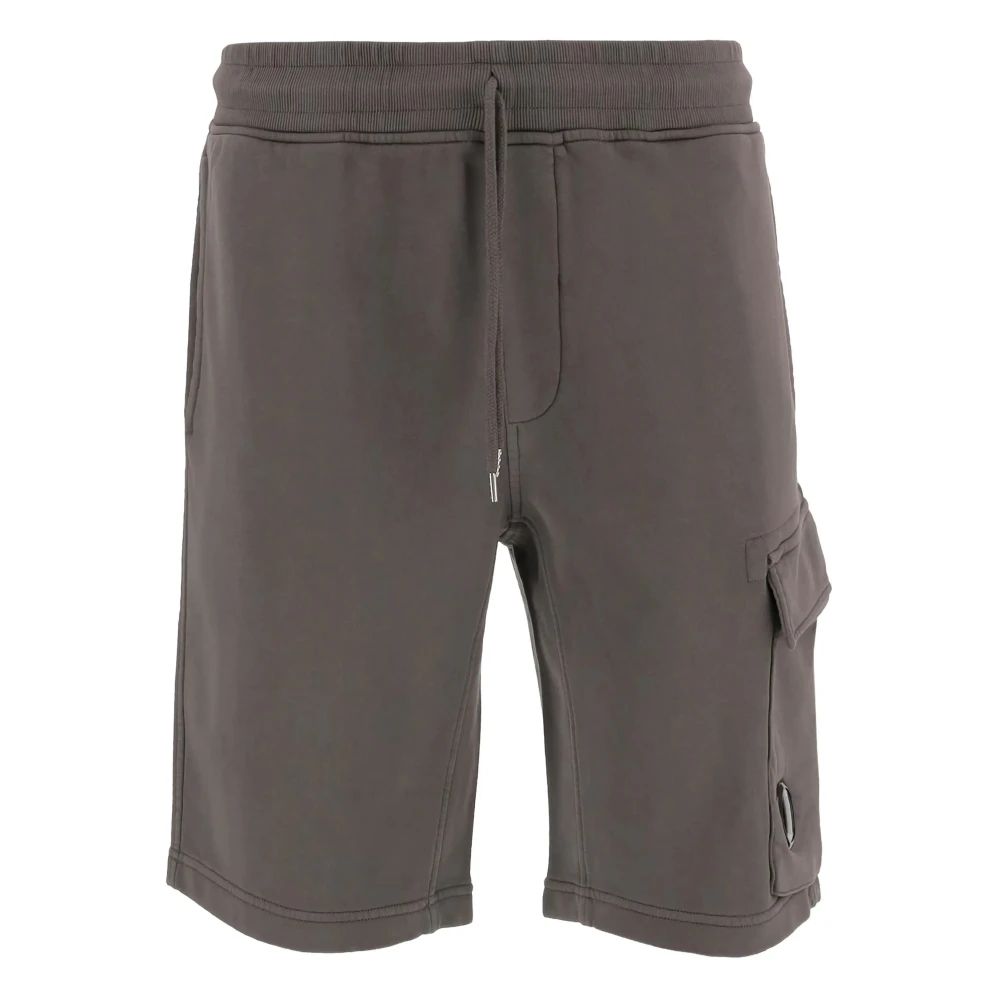 C.p. Company Men's Black Diagonal Fleece Cargo Sweatshorts