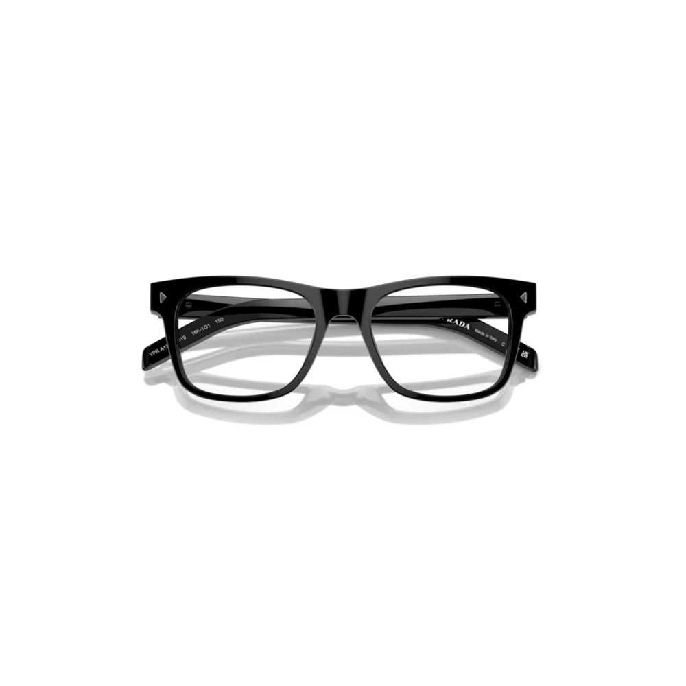 Prada Metalen Logo Bril met Kussen Vorm Black Heren