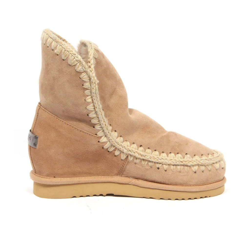 Mou Donna Beige Eskimo Inner Wedge Short Boots