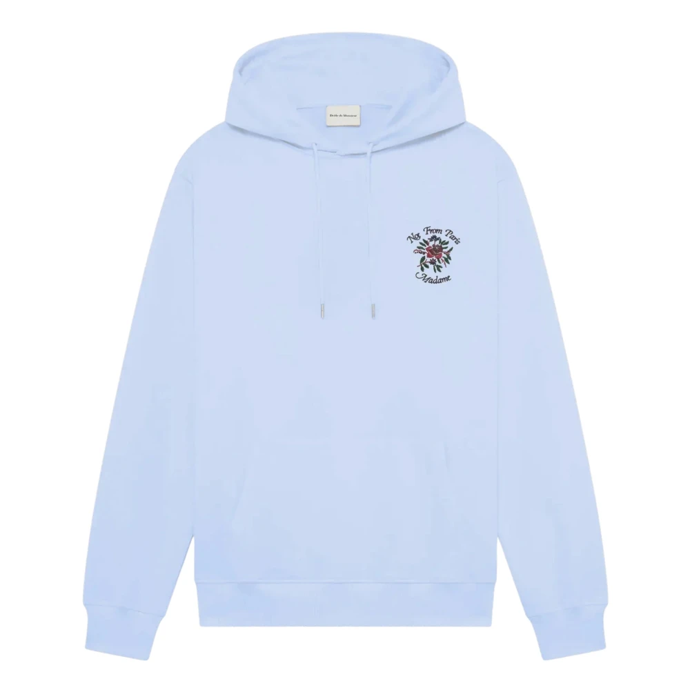 Drole De Monsieur Blue Hoodies, Male, Xl, Slogan Rose Hoodie