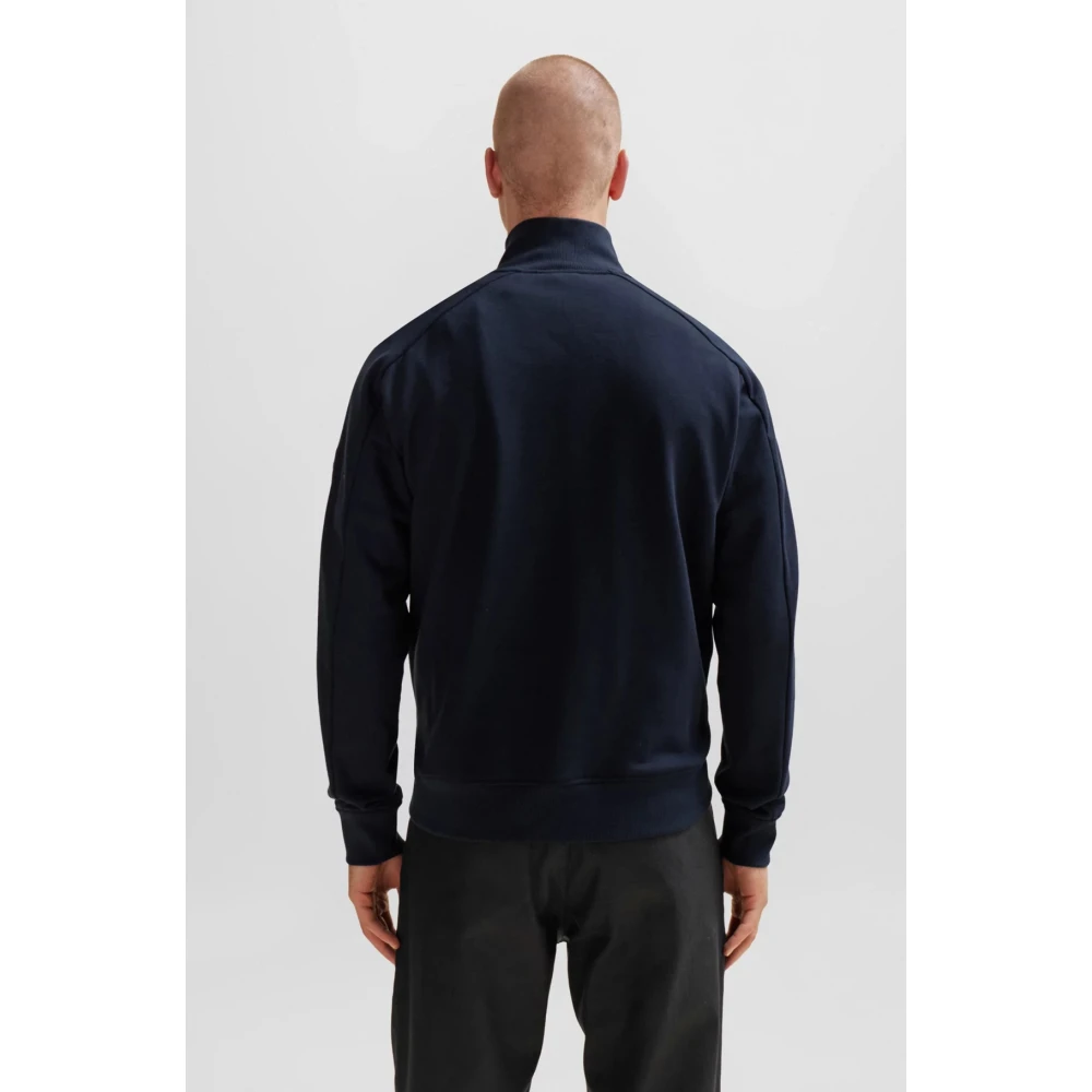 Hugo Boss Heren Regular-Fit Half Zip Sweater Blue Heren