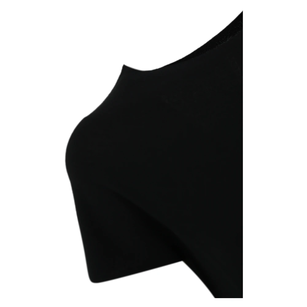 Liviana Conti Zwarte viscose trui korte mouw Black Dames