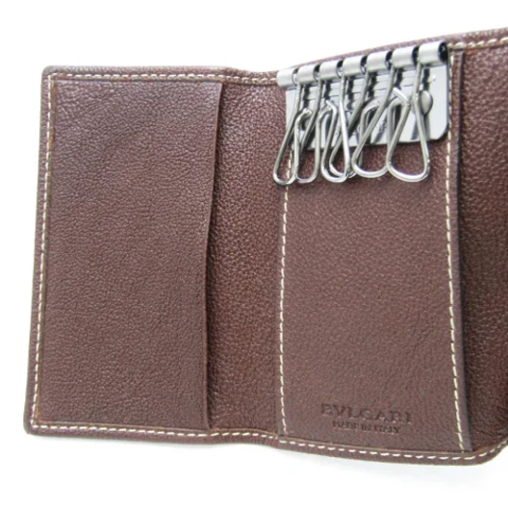 Bvlgari Vintage Pre-owned Leather key-holders Brown Dames