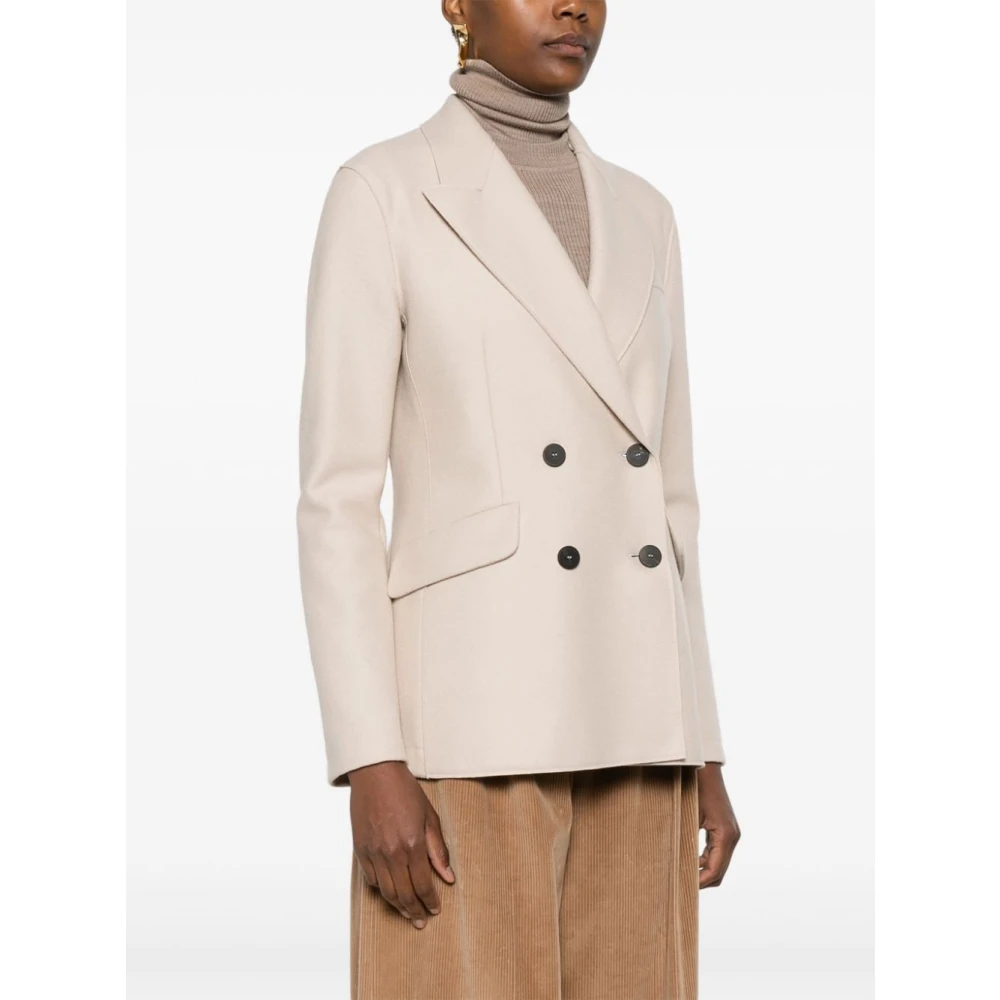 Harris Wharf London Beige Wol Double-Breasted Jas Beige Dames