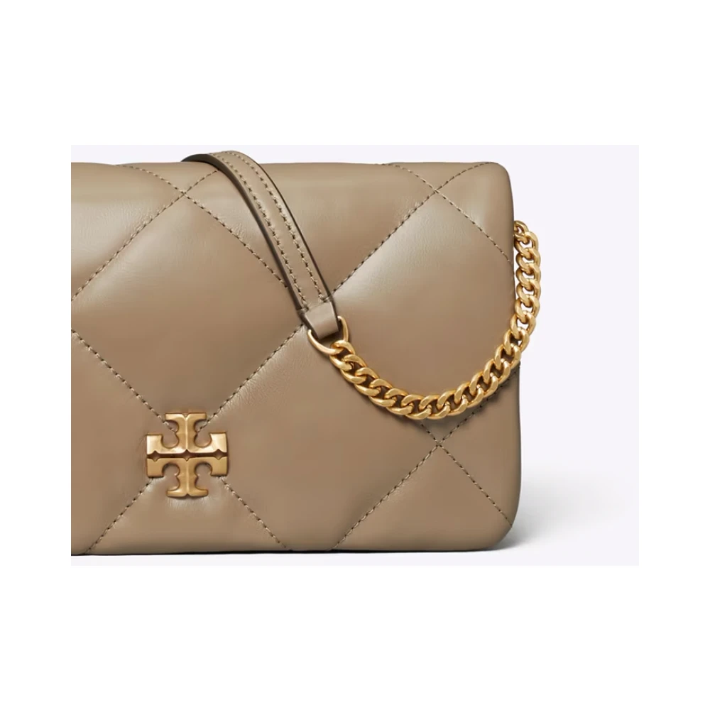 TORY BURCH Diamant Quilt Kettingportemonnee Taupe Beige Dames