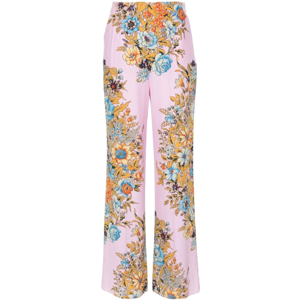 ETRO Zijden broek met bloemenprint Multicolor Dames