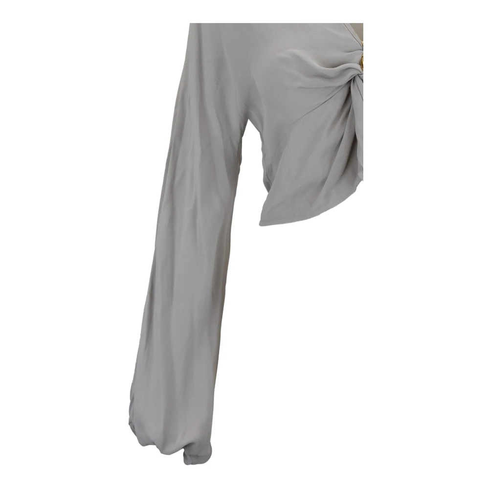 Elisabetta Franchi Blouse met V-hals en knoopdetail White Dames