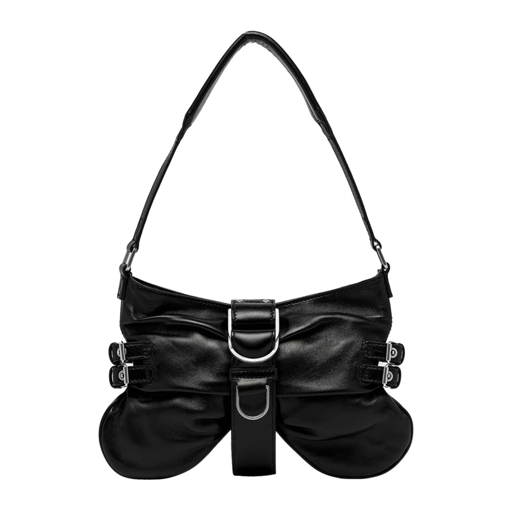 Blumarine Edgy Butterfly Nappa Leather Shoulder Bag Black Dames