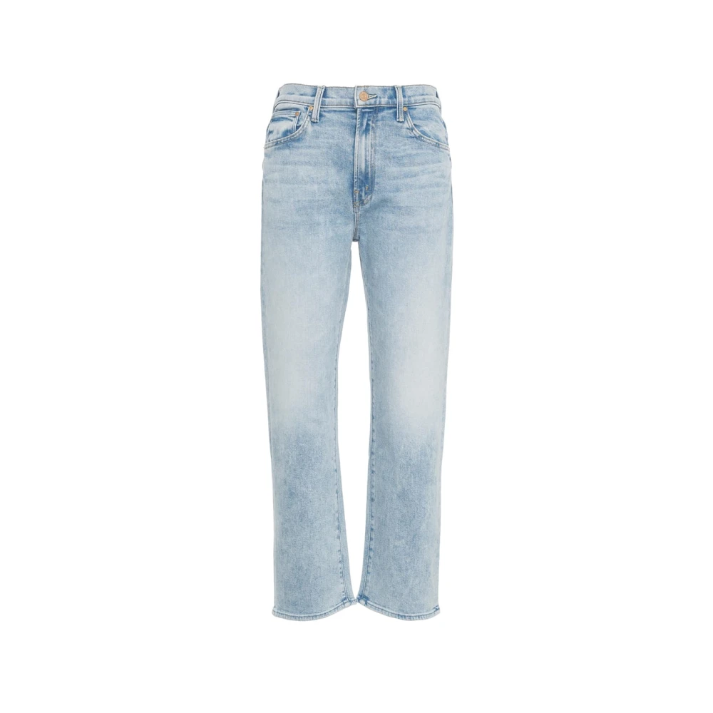 Mother Blauwe Straight-Leg Zip Enkel Jeans Blue Dames