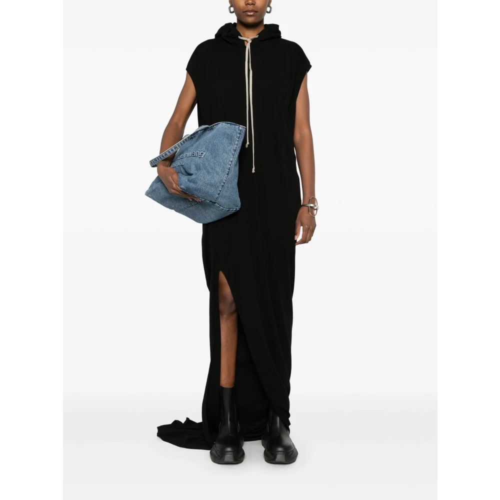Rick Owens Jurk met capuchon en splitdetails Black Dames