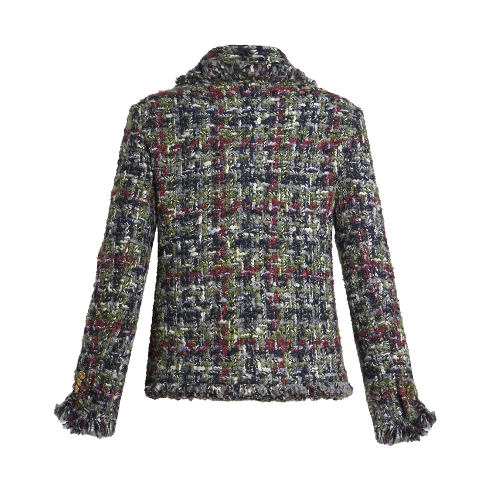 ETRO Multikleur Bouclé Jas met Pegasus Knopen Multicolor Dames