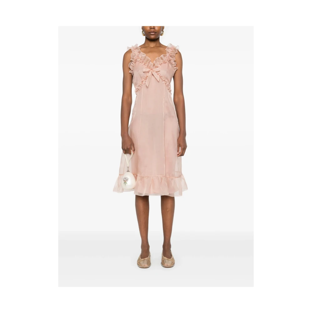 Alessandra Rich Blush Pink V-Hals Mouwloze Jurk Pink Dames