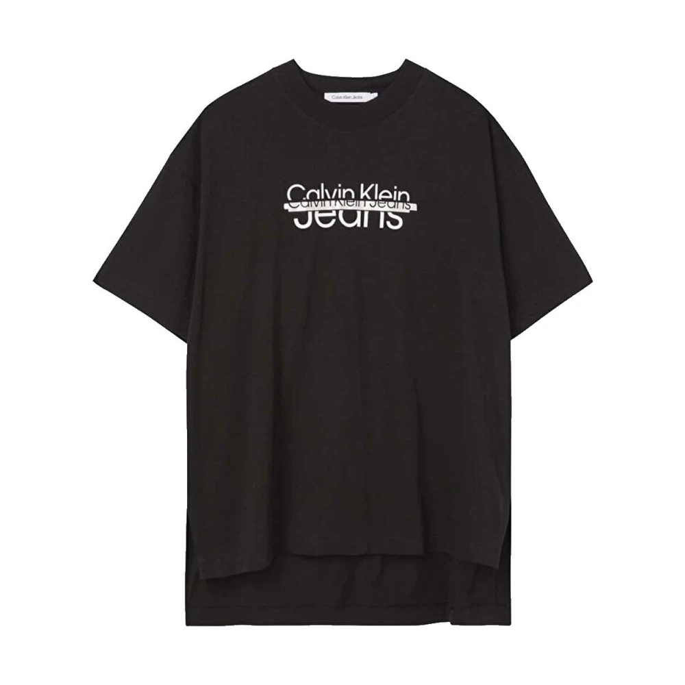 Calvin Klein Disrupted Logo Oversize T-Shirt - Female - T-Shirts - Black - Xs - Tops