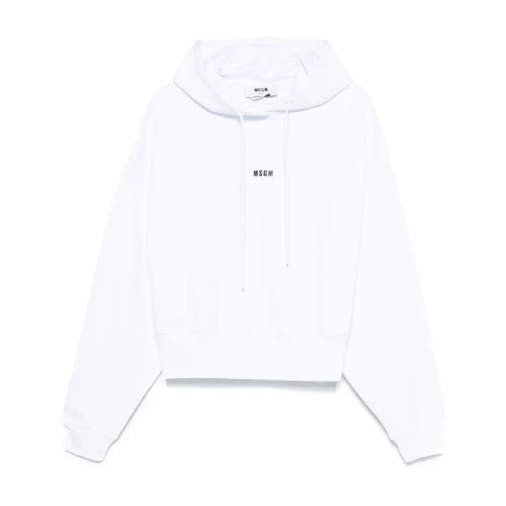 Msgm Women's White Casual Cotton Sweatshirt - Hoodies - Xs - Sweatshirts & Hoodies