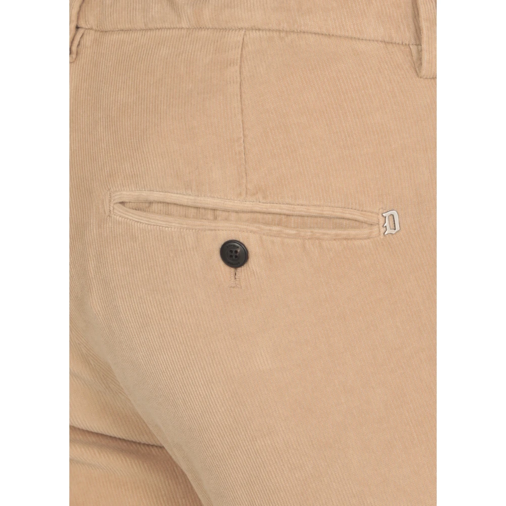 Dondup Ribfluwelen Katoenen Broek met Zakken Beige Heren