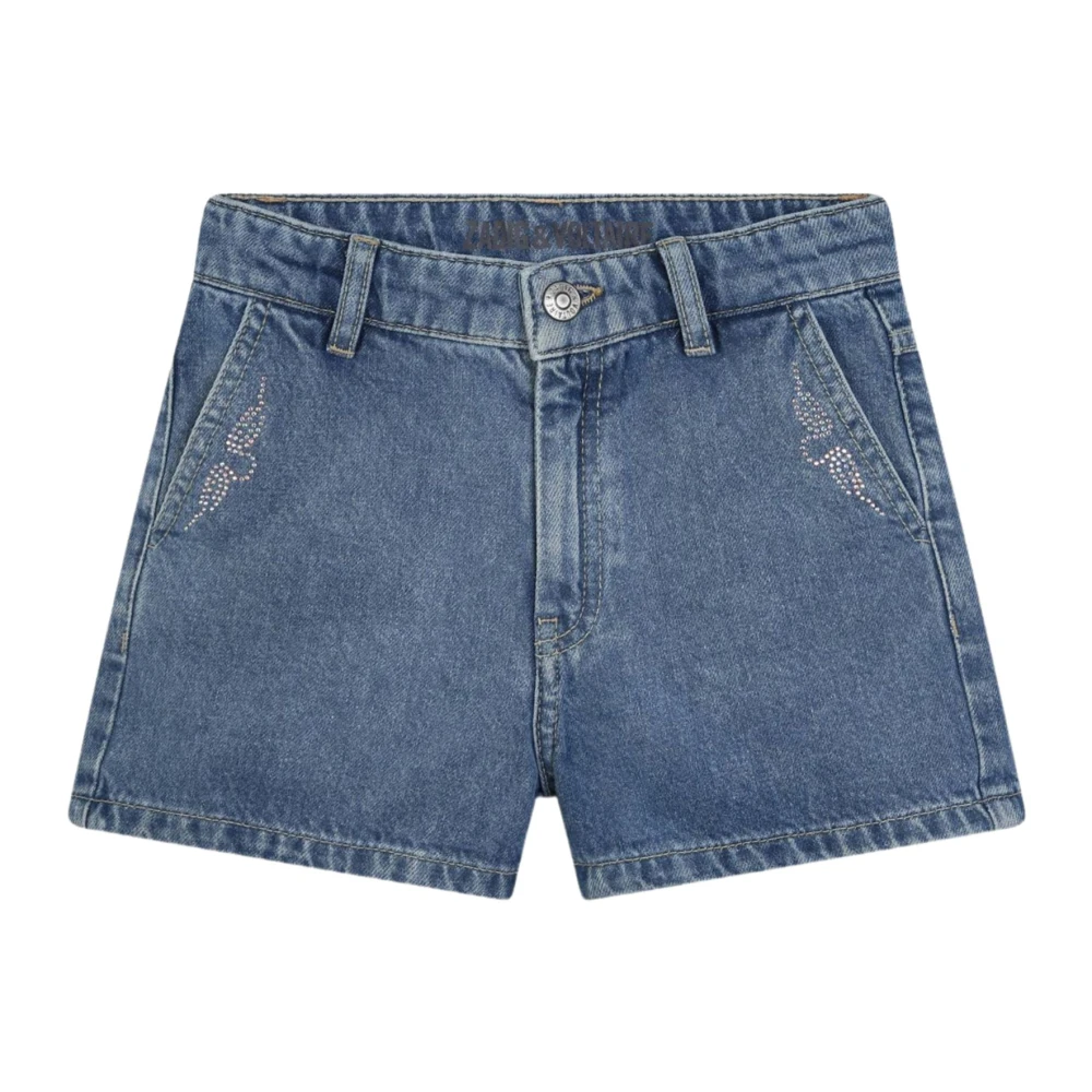 Zadig & Voltaire Barn Denim Shorts med Strass Detalj Blue, Flicka