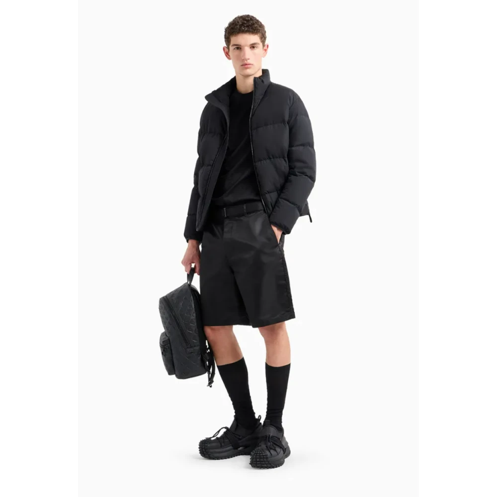 Emporio Armani Zwart Jacquard Gebreid T-shirt met Logo Black Heren