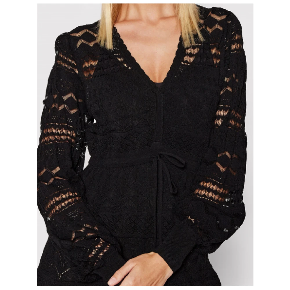 Twinset Korte Kanten Jurk met Franjes Black Dames