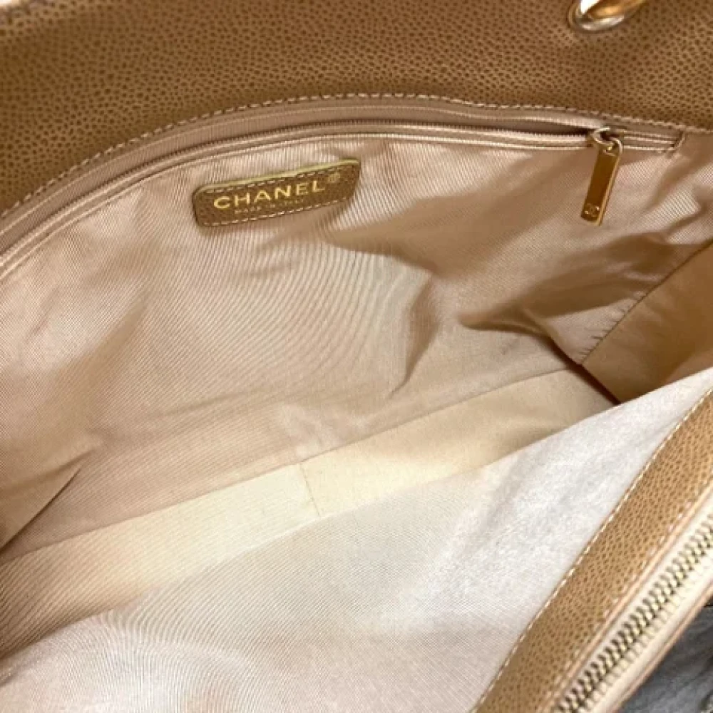 Chanel Vintage Pre-owned Leather totes Beige Dames