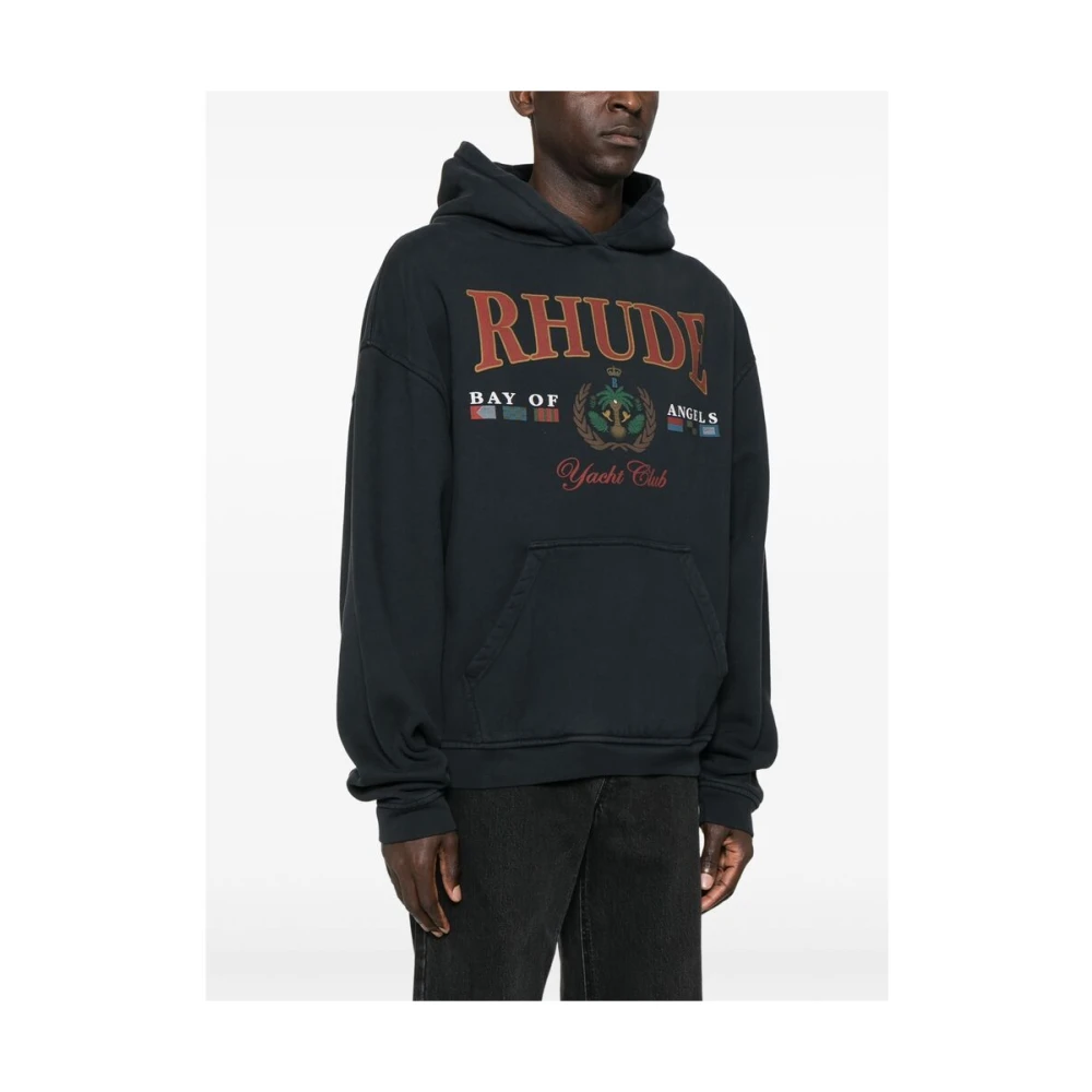 Rhude Zwarte hoodie met logo-opdruk aan de voorkant Black Heren