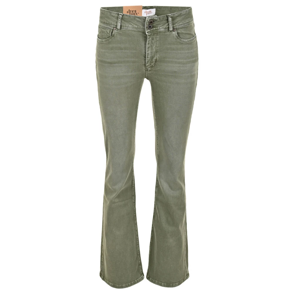 DNM Pure Flared Fit Jeans met Flap Zakken Green Dames