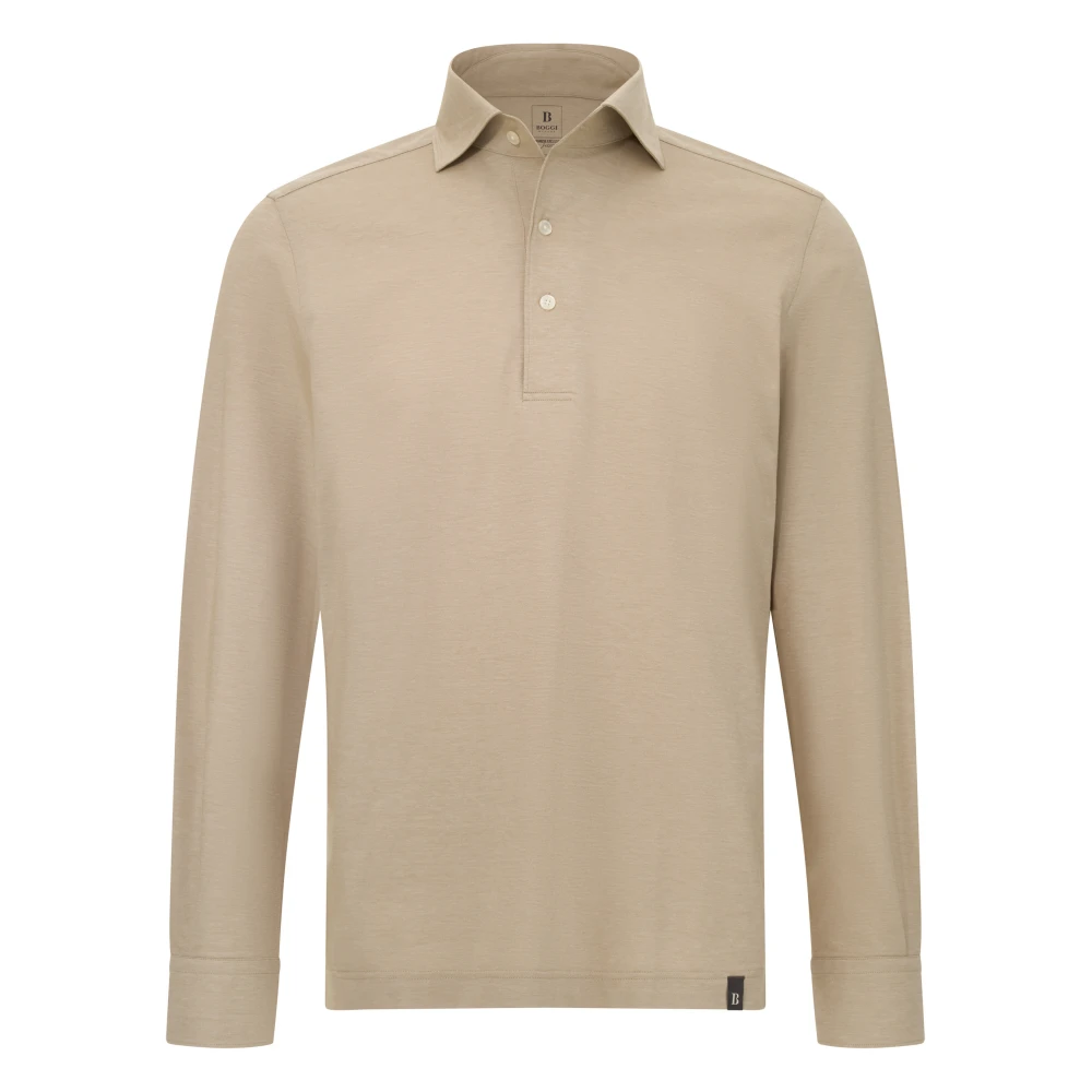 Boggi Milano Herren Beige Japanisches Jersey-Poloshirt