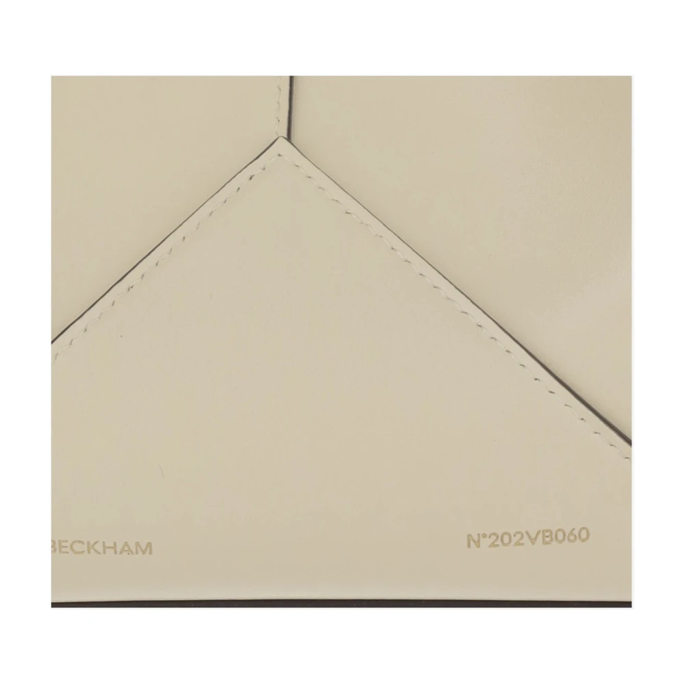 Victoria Beckham Leren schoudertas met logo reliëf Beige Dames